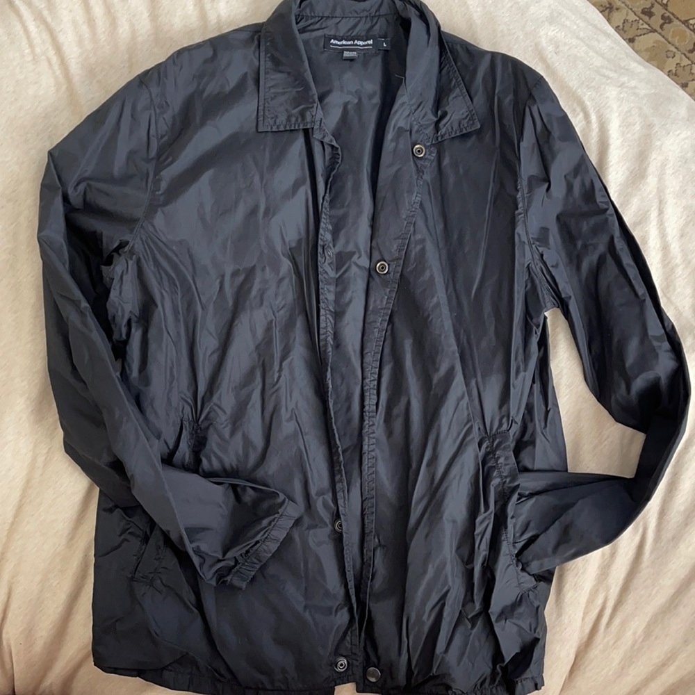 American Apparel unisex black windbreaker jacket